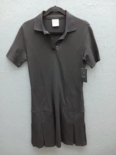 Sage Collective Women Shift Dress Size S Black Solid Polo Collar