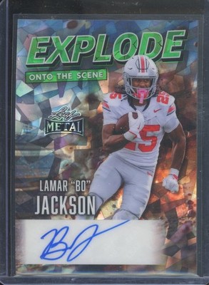2026 Leaf Metal LAMAR BO JACKSON #LBJ Explode Onto The Scene Green Ice Auto 1/1