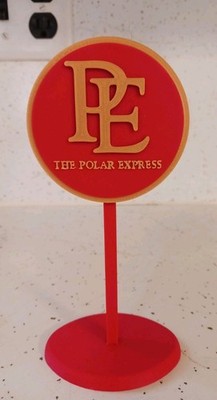 The Polar Express Railroad, Mini Train Sign Display Diorama 6.25'' Tall