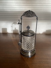 ANTIQUE MFG CO. Silver Plated Pickle Castor Set W/Tongs 11"H