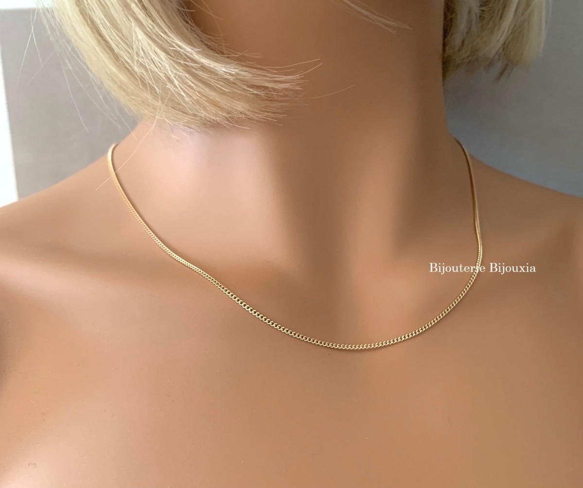 Chaîne Maille Gourmette Plaqué Or 18 Carats - Longueur 55 Cm, Bijou Mixte - Neuf Avec étiquettes Bijouxia