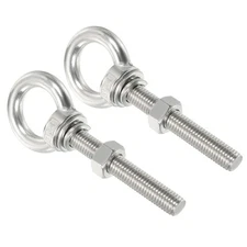 M12x80 1/2"x3.15" Eye Bolt Thread Screw Eyebolt Shoulder Ring w Nut Washer,2Set