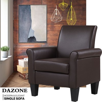 Modern Accent PU Leather Arm Chair Upholstered Single Sofa Living Room Armchair