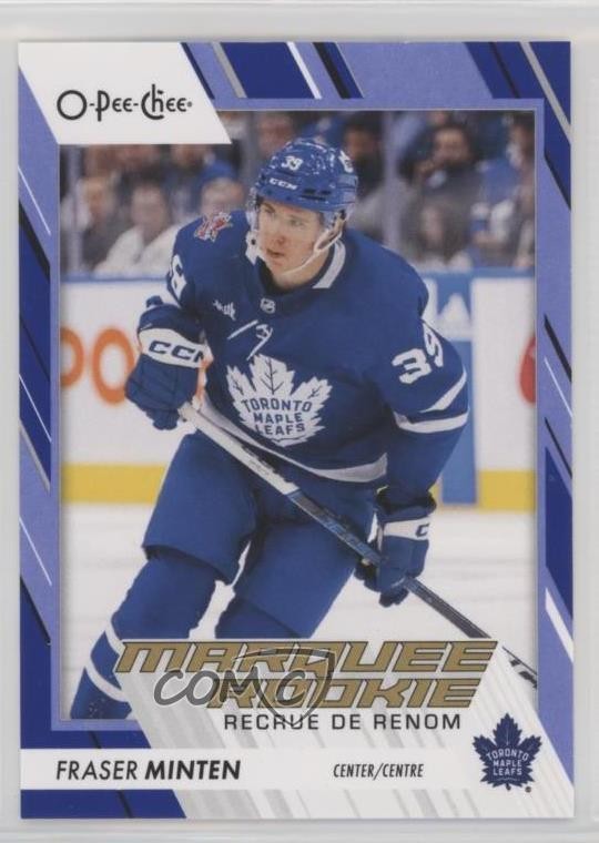 2023-24 O-Pee-Chee Marquee Rookie Blue Border Fraser Minten #589 Rookie RC