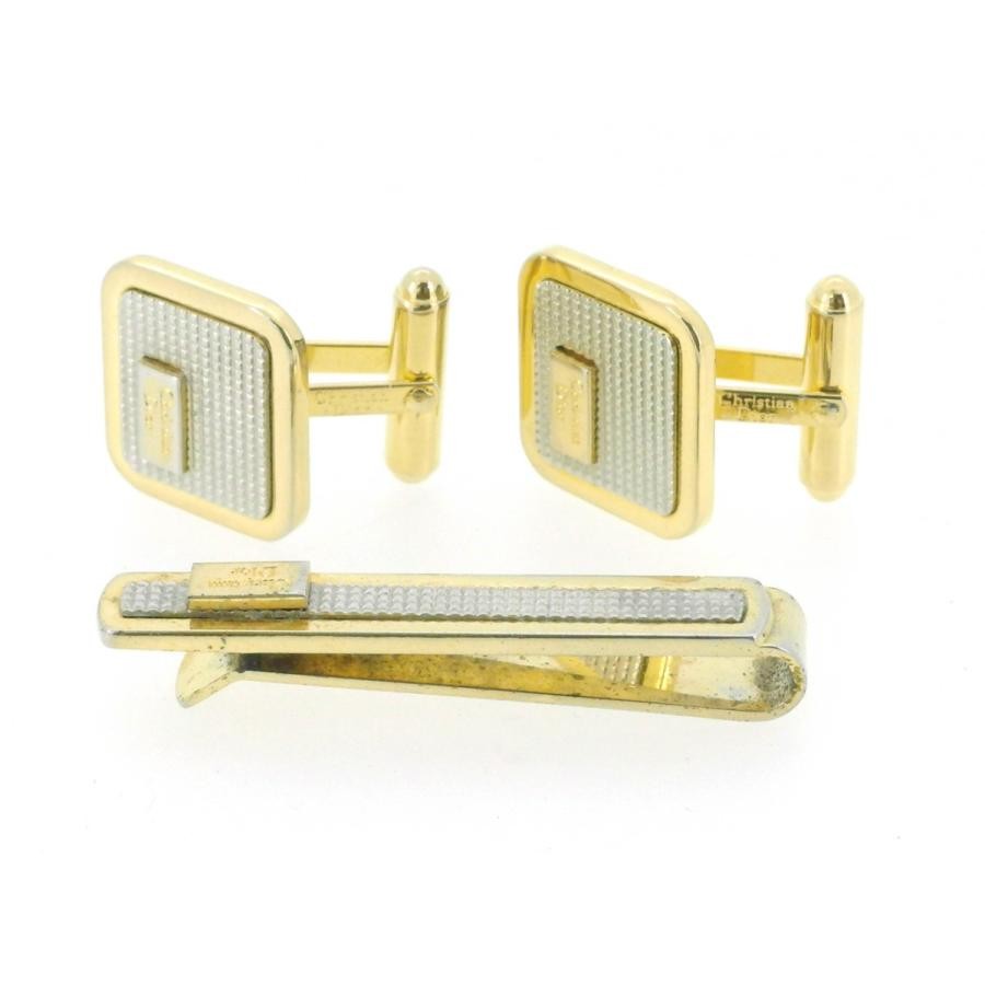 USED Tie Valentine Dior tie pin tie pin cufflinks men's set gold silver used thumbnail 5