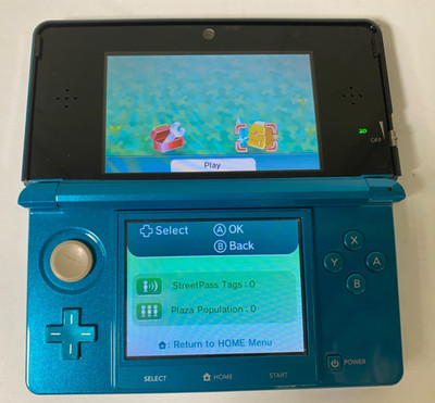 Nintendo 3DS Handheld Console CTR-S-USZ-C0 Aqua Blue w/ Charger *TESTED + RESET