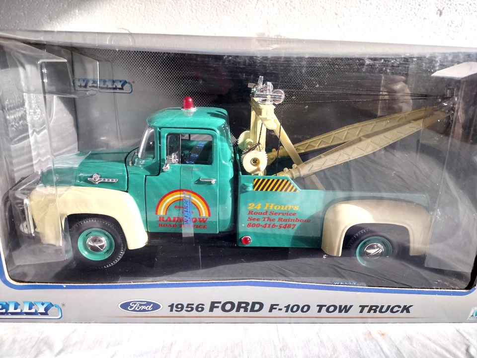 Welly Collection 1956 Ford F-100 Tow Truck Diecast 1:18 Rainbow Road Service New - Image 3 of 4