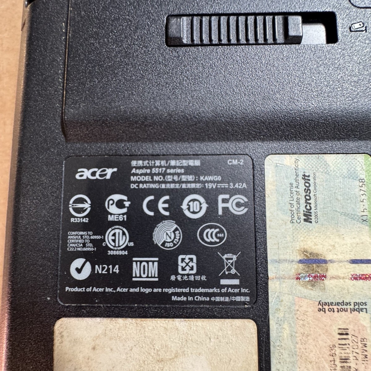 Acer Aspire 5517 Notebook Laptop Windows 7 15.6