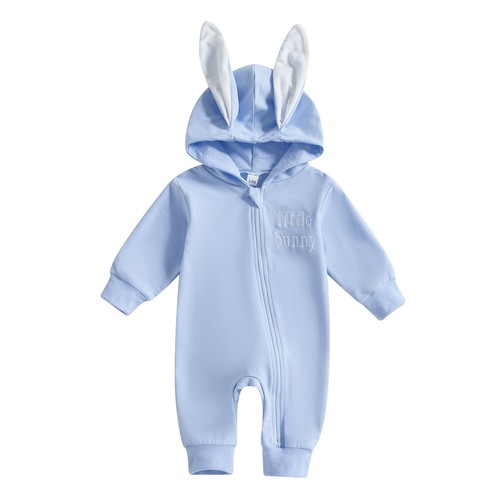 Newborn Baby Boy Girl Easter Outfit Bunny Ear Hoodie Romper Long Sleeve Jumps...