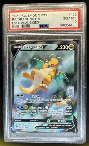 2021 Pokemon SWSH Evolving Skies Dragonite V #192/203 PSA 10 GEM MINT
