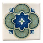 Decorative Ceramic Tile Mediterranean Floral Wall Art Home Decor 4 1/4 x 41/4