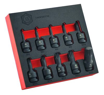 SPLINE XZN SCHLAGSCHRAUBER SET 10 STCK. 1/2'' ANTRIEB VON BRITOOL HALLMARK