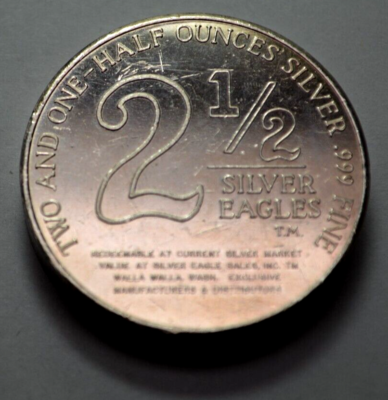 1969 2 1/2 oz 999 Silver Round Silver Flying Eagles Nest Foster