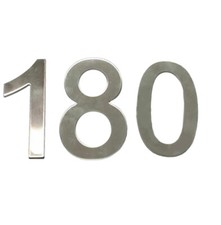 Stick-On House Numbers - No 180 - Stainless Steel - 10cm - Door, Fence, Gate