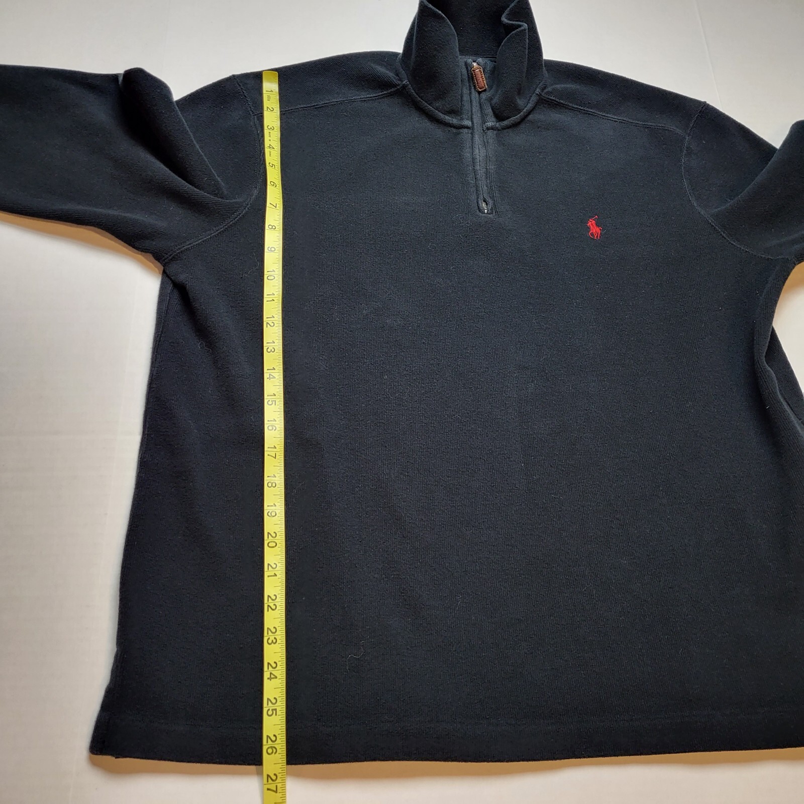 Polo Ralph Lauren Felpa Uomo XL Pullover 1 4 Cerniera Nero Rosso Pony ♤99