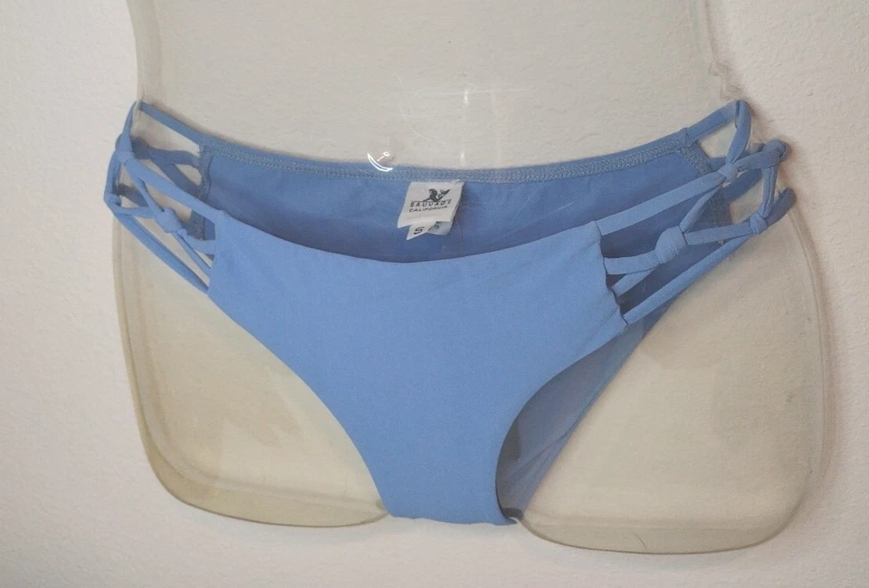 Traje de baño Sauvage EE. UU. (precio de venta sugerido por el fabricante $58) parte inferior de bikini azul liso talla pequeña nuevo con etiquetas Y2K Foto 4 de 4