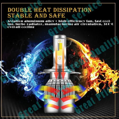 Dual Color H4 LED Headlights Bulbs Light Fog Hi-Lo Beam Kit HID Yellow & White - Picture 8 of 12