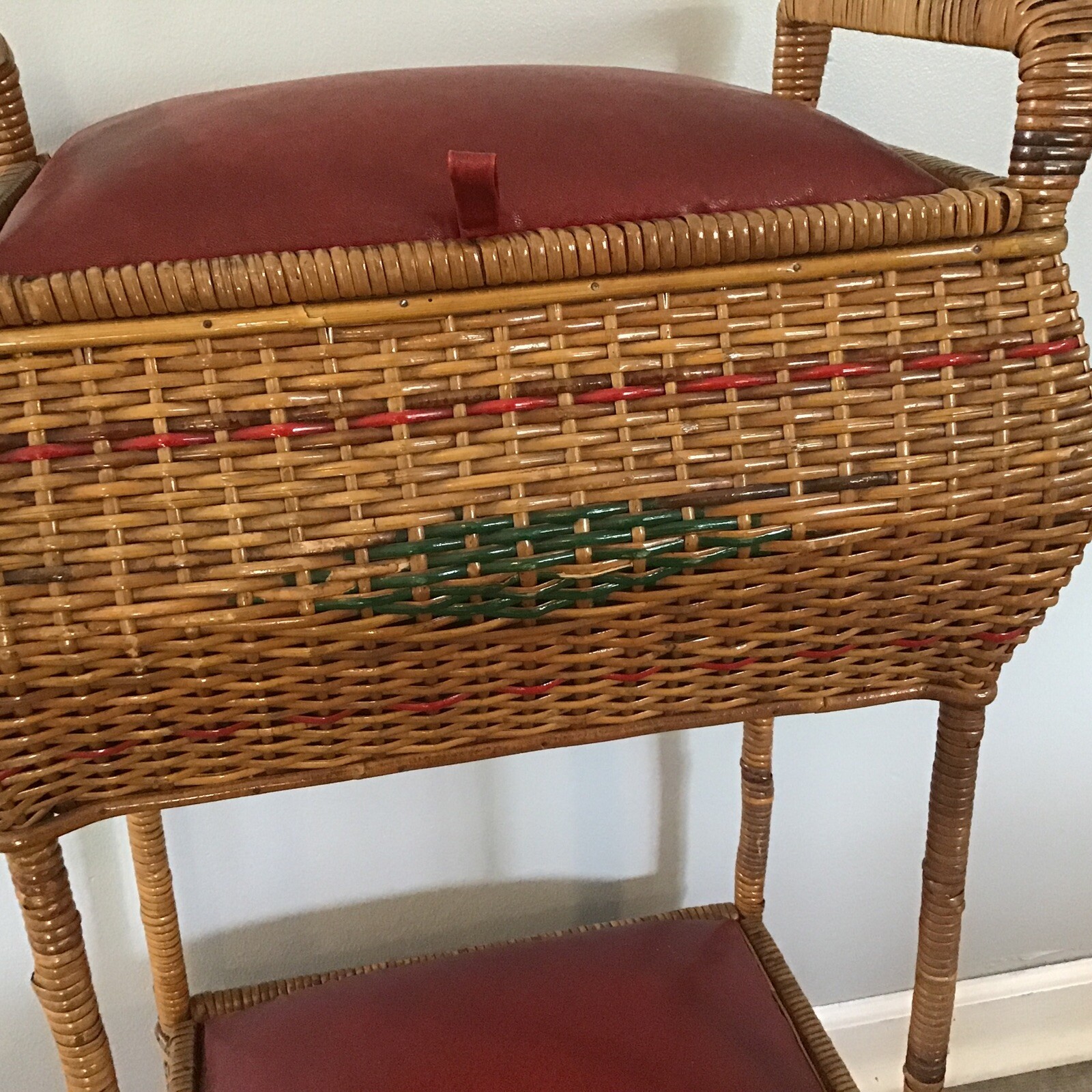 Vintage Wicker Rattan Sewing Basket Stand 1930’s eBay