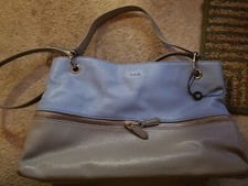 Ralph Lauren RLL Monogram Lauren Leather Crossbody Handbag Blue Gray