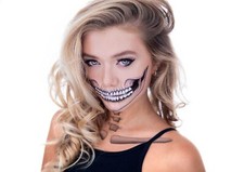 Skull Face Temporary Tattoos Metallic Neon Waterproof Halloween Designs