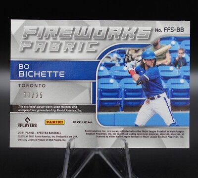 Bo Bichette Auto 2021 Spectra HYPER Fireworks Fabric Quad Bo Bichette Auto 2021 Spectra HYPER Fireworks Fabric Quad
