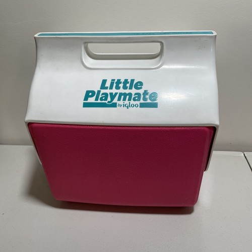 Vtg 90s Igloo Little Playmate Cooler Ice Chest Hot Pink Teal Push Button 6 Pack