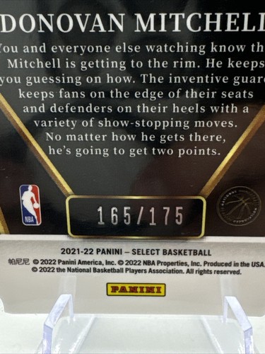 2021-22 Panini Select kastanienbraun Prizms gestanzt Donovan Mitchell #/175 Utah Jazz SP - Bild 3 von 3