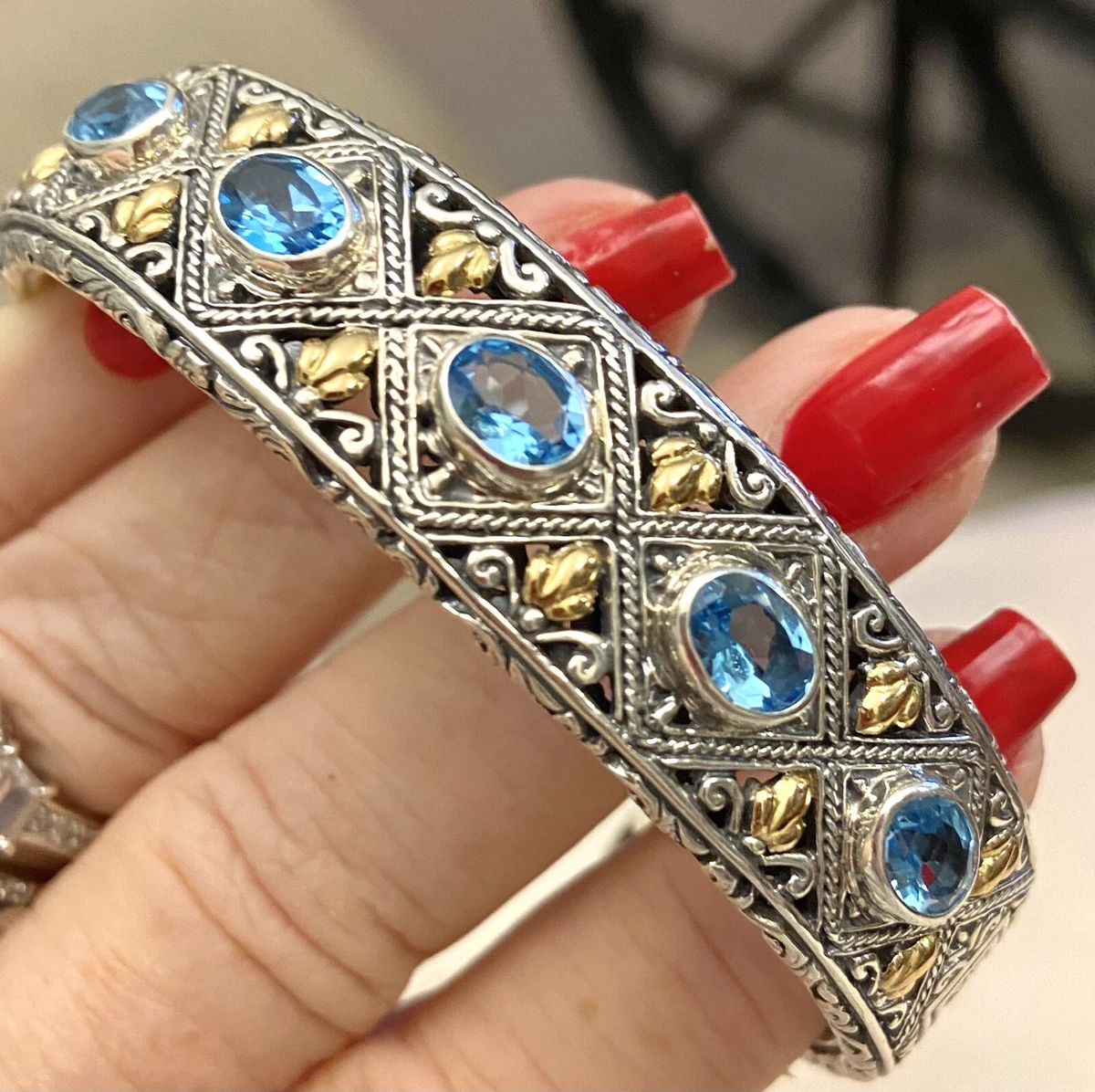 Robert Manse RARE Bali Designs Sterling 18k Cuff Bracelet Av