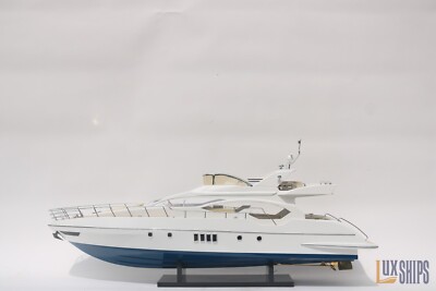 Azimut 70 Wooden Model Boat 90cm   Luxury Yacht Decor Collectible