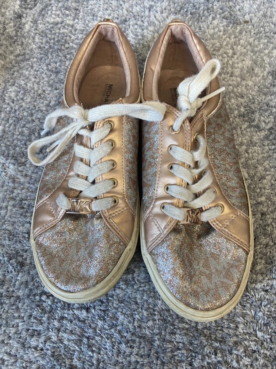 Michael Kors Shoes Women s Size 4 Sneakers MK Logo Rose Gold Lace