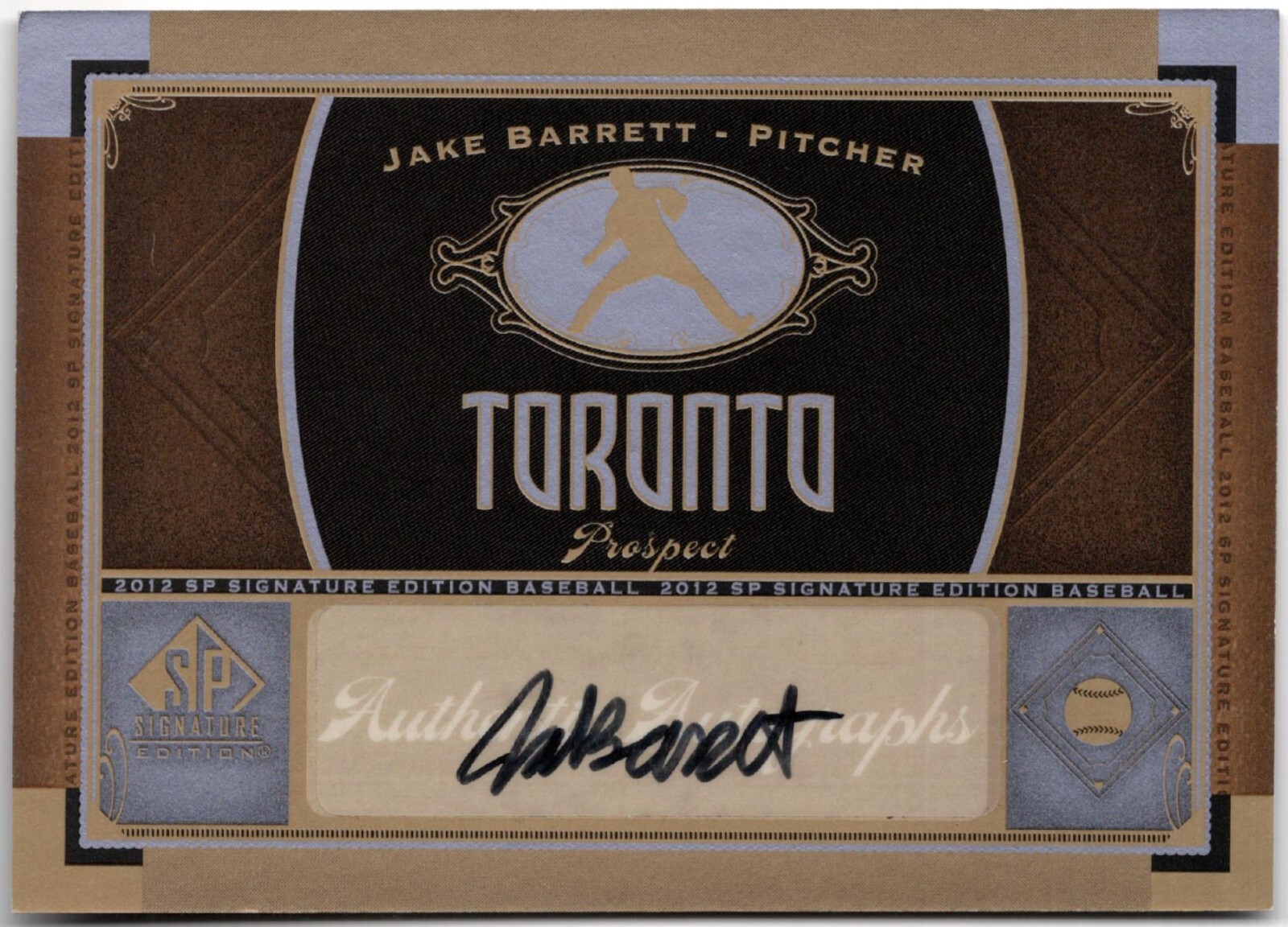 2012 UD SP Signature Edition JAKE BARRETT Autograph Prospect Auto Card #TOR 9