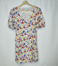 Rixo X Target Women's Dress Short Floral Linen Blend Puff Sleeve Button Up Sz 2