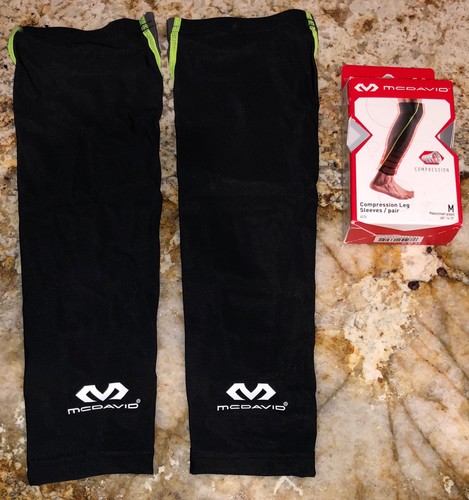 MCDAVID Compression Over The Knee Leg Sleeves Pair Black Grey Yellow Men M 14-15 - Picture 2 of 4
