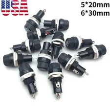 10/40Pcs Panel Mount Screw Cap Fuse Holder Case Glass Tube Fuses 5x20mm/6x30mm