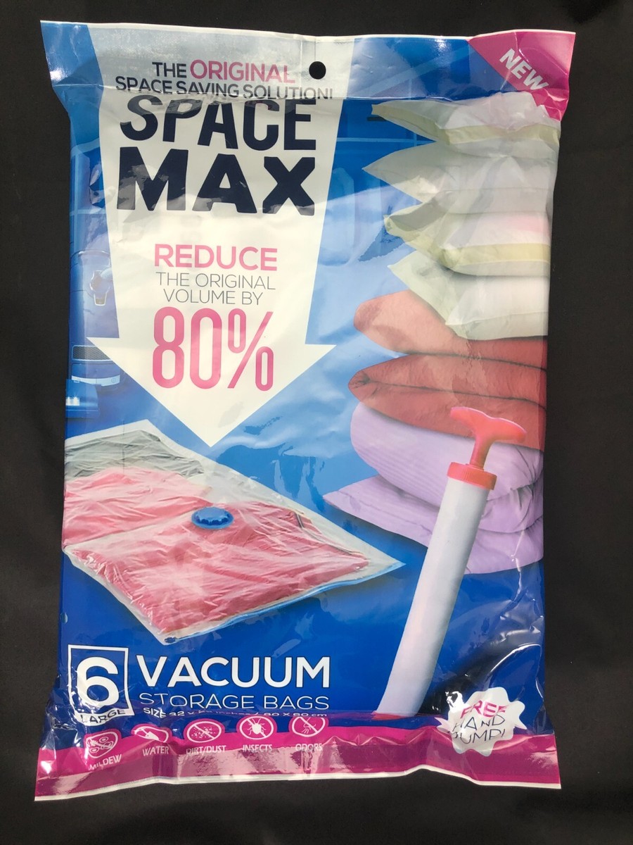 SpaceMax Large Vacuum Storage Bags With Hand Pump 6 Pack Size 32