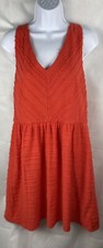 Loft Coral V-Neck Sleeveless Zip Up Elastic Waist Women's Dress Size 10