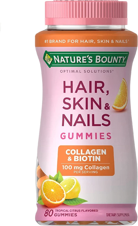 Gomitas Nature's Bounty Optimal Solutions cabello piel y uñas biotina colágeno 80ct Foto 2 de 4