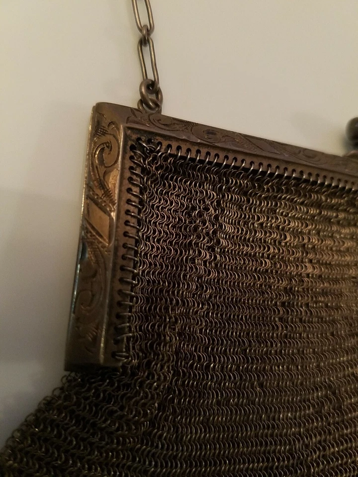 Art Deco Era Sterling silver Evening purse Whiting and Davis, Mesh Bag chainmail - Image 3 of 4