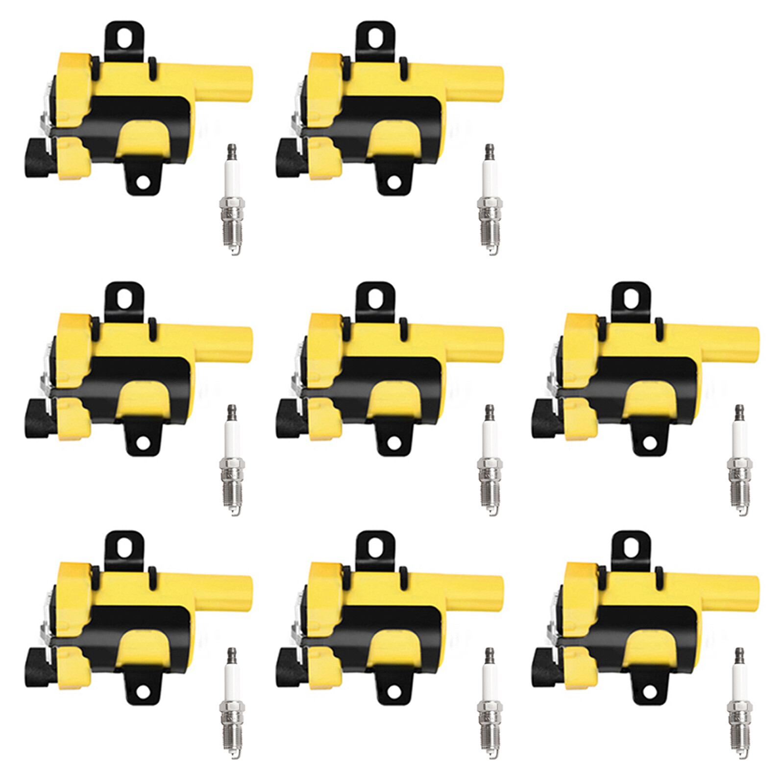Set of 8 Ignition coil + Spark Plug Compatible with Chevy Silverado GMC