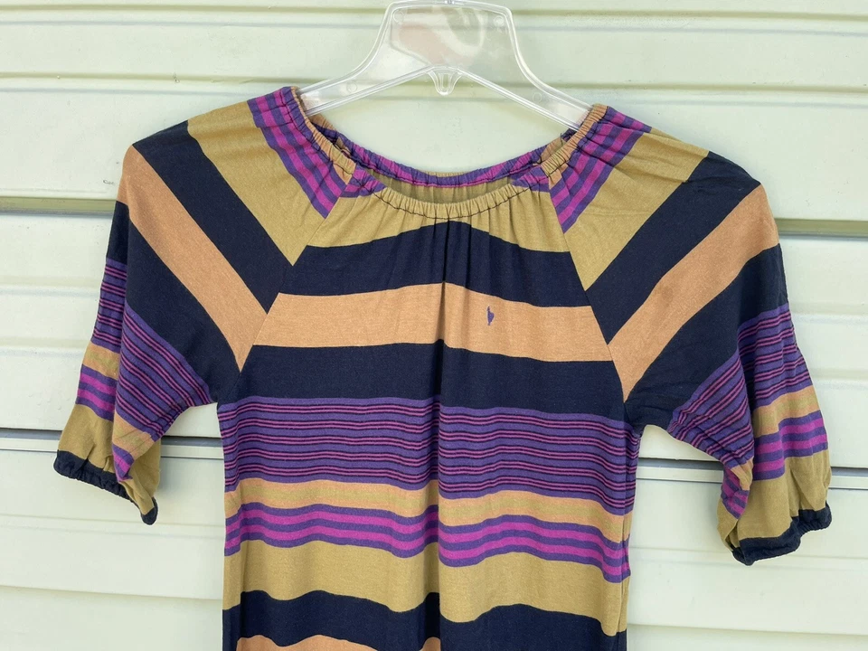 Vestido Rosa Pollo Niñas Multicolor Rayas Manga Corta Talla 10 Y 6171A Foto 2 de 4