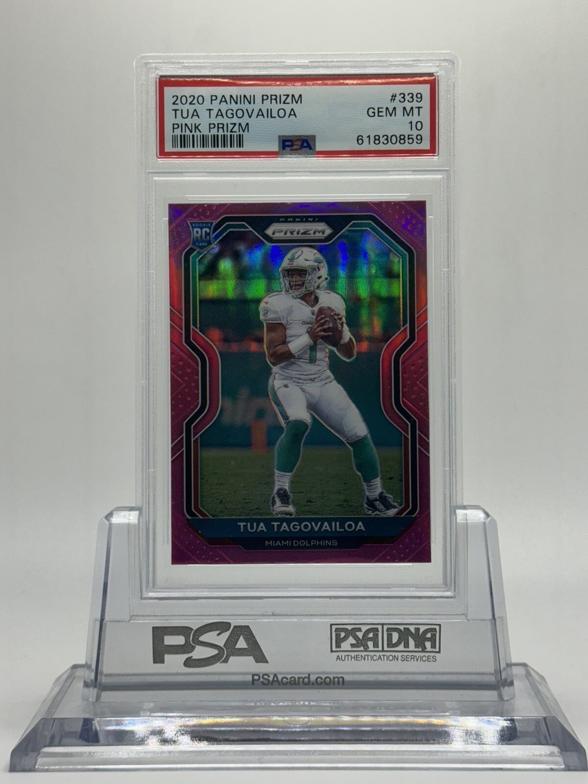 2020 TUA TAGOVAILOA PANINI PRIZM #339 PINK PRIZM PARALLEL ROOKIE RC PSA 10 GEM