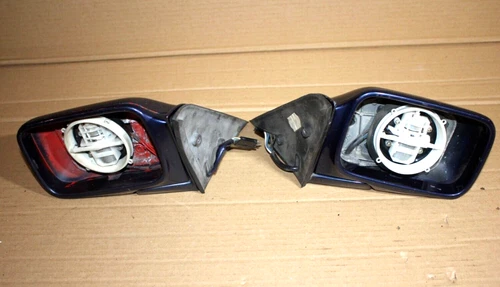 GENUINE BMW E30 SIDE MIRROR LEFT AND RIGHT DOOR PAIR ELECTRIC DARK BLUE OEM