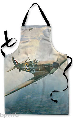 L&S PRINTS Splashproof Novelty Apron Spitfire Design Cooking Painting Art Kitchen BBQ Gift