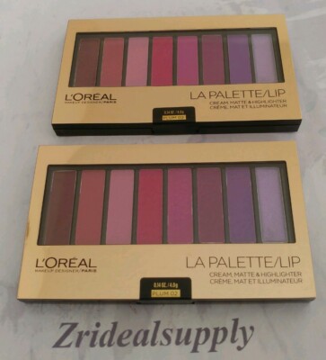 L'OREAL LA PALETTE/LIP CREAM MATTE HIGHLIGHTER PLUM 02 SEALED PACK OF 2