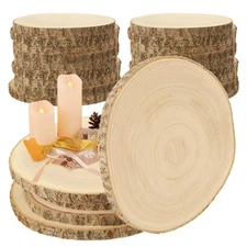10 Pcs Large Unfinished Wood Slices for Centerpieces, 8-9 Inches Wood Rounds for