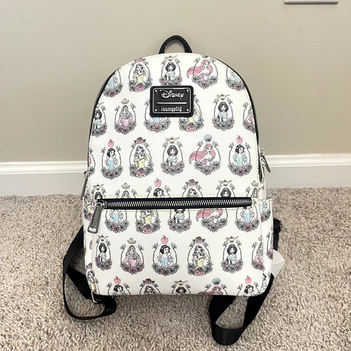 NWOT Disney X Loungefly Princess Portrait All Over Print Faux Leather Backpack 