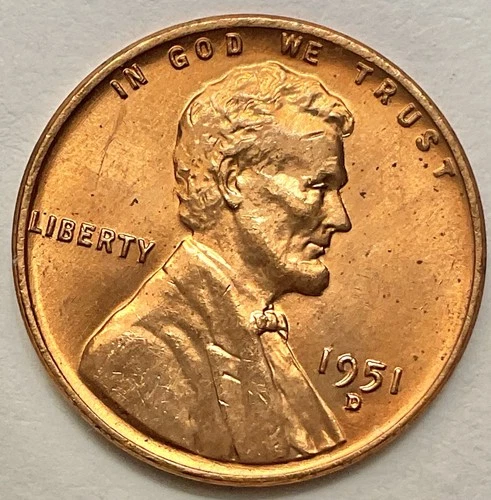 1951-D  Choice Uncirculated BU Red RD - Lincoln Wheat Cent  ~ B853