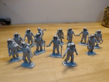 Vintage Lot 13 Pc. Grey Plastic Astronaut Figures