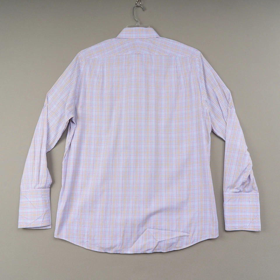 Charlets Tywhitt Dress Shirt 17.5 36 Colorful Check Slim Fit French Cuff Spread - Image 2 of 4