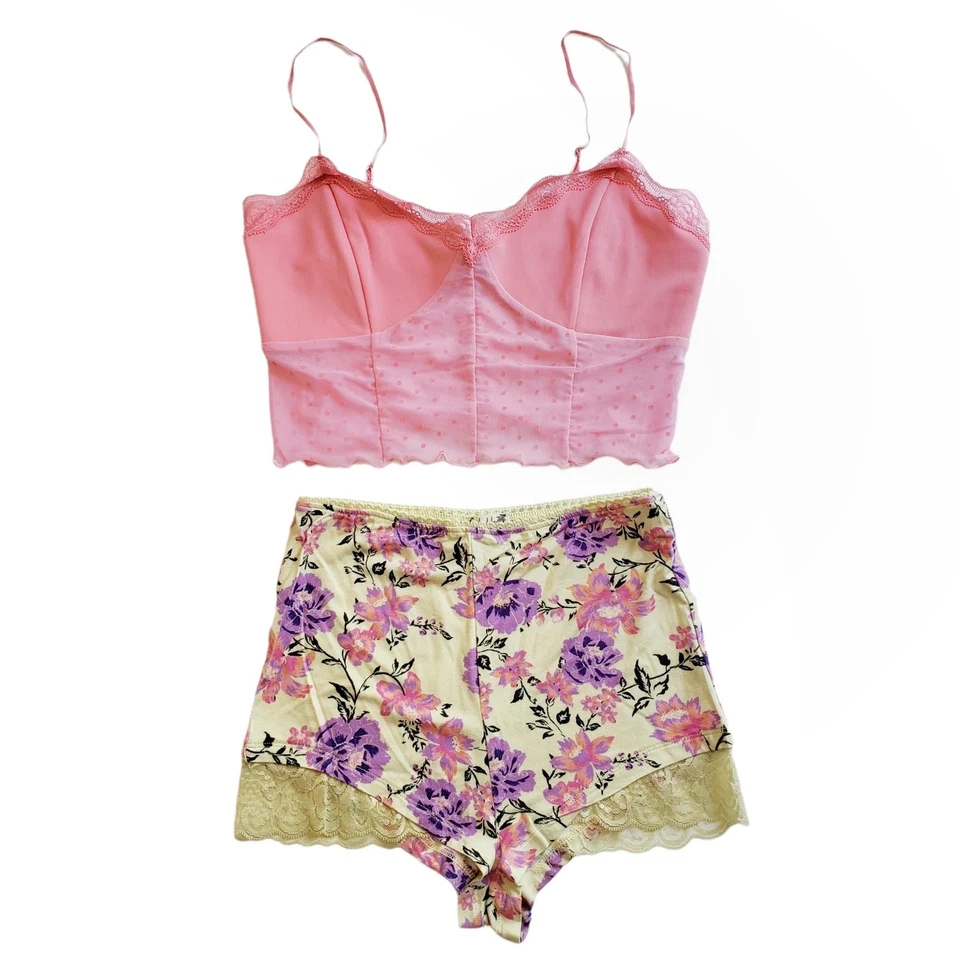 БЕСПЛАТНЫЕ ЛЮДИ Oh La La Booty мальчик короткие цветочные нахальные трусики желтые майки XS новый - Изображение 3 из 4